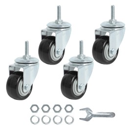 Finnhomy Stem Caster Wheels 2 Inch Heavy Duty Threaded Swivel Casters 1/4" - 20 x 1 Set of 4 for Wire Shelve Wheels P Anti-wear Smooth Casters, Black