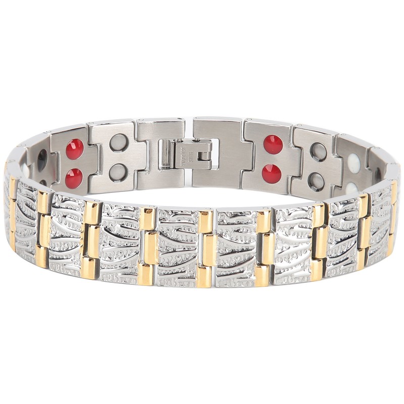 Golden Men Bracelet Fashionable Magnet Hand Chain Stainless Steel Pain