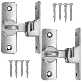 Jiavlyx Pack of 2 Small Sliding Door Lock, 90/180° Sliding Door Lock, Deadbolt Lock, Sliding Door Lock, Security Door Latch, for Bedroom, Bathroom, Window, Sliding Door, Deadbolt Lock (Silver)