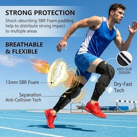 Eicolorte Youth Knee Pads Compression Leg Sleeves for Men & Woman(2 Pack), Knee Brace Elastic Soft Support Basketball Football Volleyball Soccer Baseb