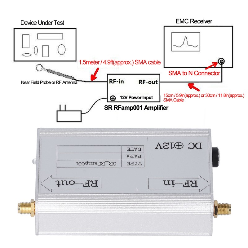 RF Amplifier Low Noise Loss 9KHz‑5GHz EMI EMC Frequency Booster