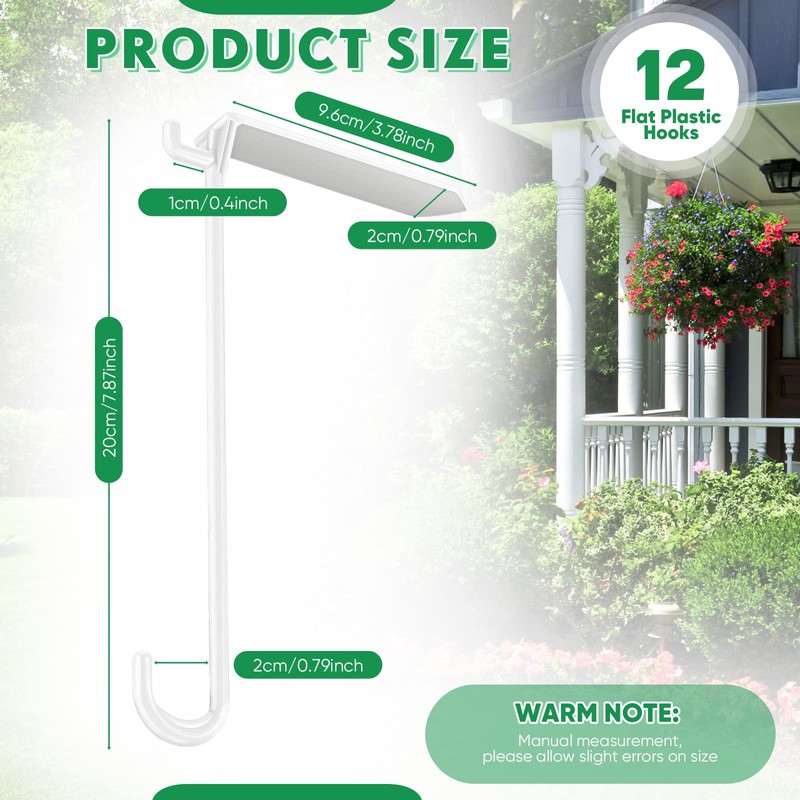 Yinkin 12 Pcs Patio Hook Flat 3 x 8 Inch