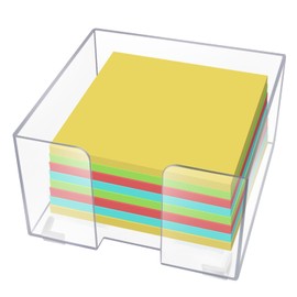 Acrylic Sticky Note Holder, Clear Acrylic Notepad Holder for 3" x 3" Sticky Note Storage, with 200 Sheets Self-Stick Sticky Notes, for Office and Classroom Desk Organization