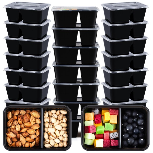 Blushtier 25 Pcs 23 oz Double Compartment Snack Containers with