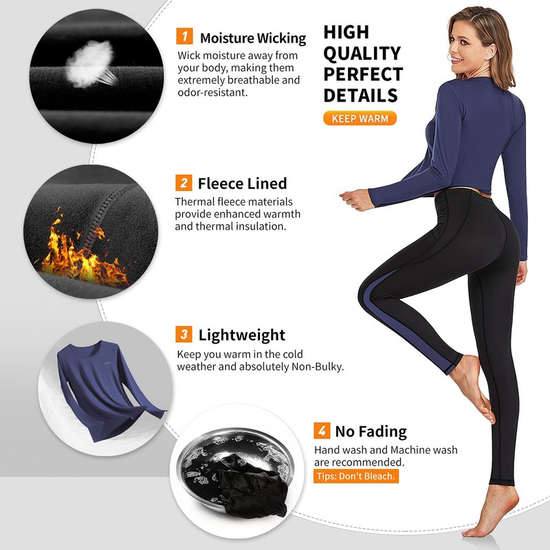 HiZiTi Ropa interior térmica para mujer, conjunto de pantalones largos
