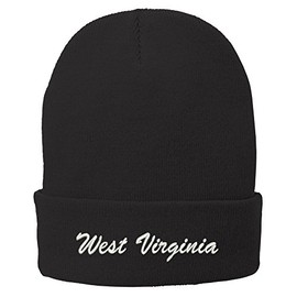 Trendy Apparel Shop West Virginia Embroidered Winter Folded Long Beanie - Black