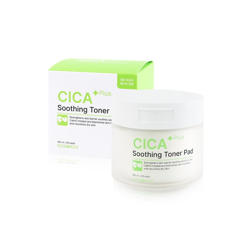 Food Aholic Cica Plus Soothing Toner Pads 60 Sheets (180ml)
