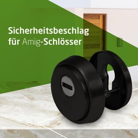Amig - Model 31 Black Steel Rosette - Reinforced Sintered Steel Body - Drill Resistant - For Doors of at least 40mm Thickness, Keyhole Diameter 65mm