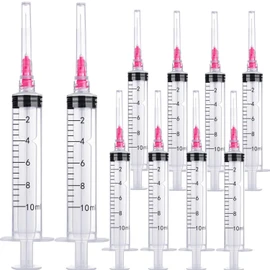10ml/cc with 18Ga, 20Pack Plastic Measurement Syringa Luer Lock, Single Individually Packaged
