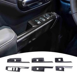 PDKLIN for Silverado Carbon Fiber Window Switch Door Panel Trim Cover for Chevy Silverado/GMC Sierra 2019-2021 Carbon Fiber Interior Accessories 6pcs