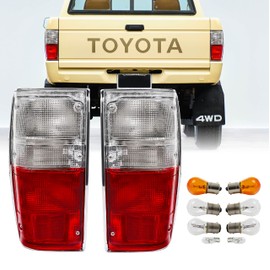 USR 84-88 4Runner Tail Lights - Rear Replacement Taillight Lamp Set (Left + Right) Compatible with 1984-1988 Toyota Pickup Truck 2WD/4WD & 84-89 4 Runner (Red/Clear Lens, 6 Bulbs, Wiring Included)