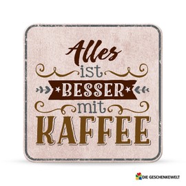 Sheepworld My Beautytree 44618 Coaster No. B20, Everything is Better with Coffee, Cork, 9.5 cm x 9.5 cm