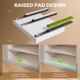 Seinloes 2 Pack Pull out Cabinet Organizer 21"Deep With Raising Pad for Framed Cabinets, Expandable Slide out Drawers for Kitchen Cabinets with 4pcs Divider Racks, Roll out Shelves 12.1"-20.4" W White