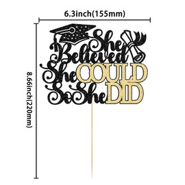 1 pieza de decoración para tartas con tapa de graduación con purpurina, para clase de 2023, decoración para tartas de graduación de 2023, suministros de decoración para fiestas temáticas de graduación de 2023, color negro y dorado