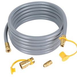 ATKKE 3/8 inch ID Natural Gas Grill Hose with Quick Connect Fittings, Low Pressure LPG Hose for Weber, Char-broil, Pizza Oven, Patio Heater and More Appliances, 24 Feet