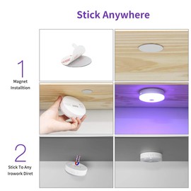BASON LIGHTING Tap Light, Push Light, LED Puck Lights with Remote, Wireless RGB Rechargeable Puck Light, Night Lights for Closet, Bedroom, Under Cabinet, Wall, 6Pack.