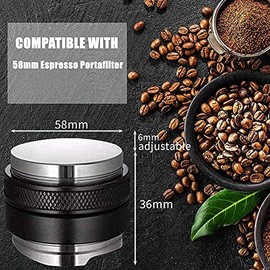 Freefish Coffee Tamper Espresso Tamper Dual Head Stainless Steel Coffee Distributor, Depth Is Adjustable Both Sides (58mm)