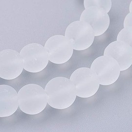 Handicraft Emporium | Frosted Glass Beads | Round | 1 Strand Approx 80cm (8mm, White)