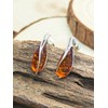 Small Teardrop Cut Baltic Cognac Orange Amber Sterling Silver Drop