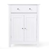 GLACER Bathroom Floor Storage Cabinet, Double Doors Wooden Bathroom Cabinet