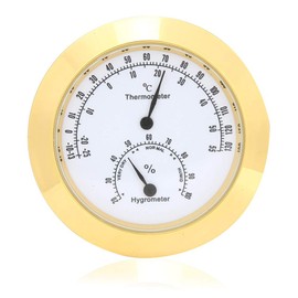 Guitar Violin Thermometer Hygrometer, Alloy Moisture Meter Temperature and Humidity Meter Thermometer for Violin Guitar Case Instrument Care (Gold)