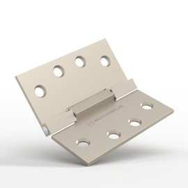 MEGA HANDLES - Square Barrel Hinges with Square Corners, Stainless Steel Interior Door Hinge for Bedroom, Bathroom, Cabinet, Heavy-Duty Door Hinges, 4x4inch, Satin Nickel 3 Pack