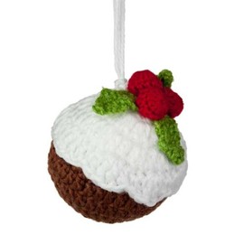 Gisela Graham Knitted Fabric Christmas Pudding Decoration - 9cm