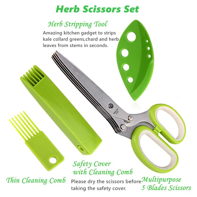 Herb Scissors, Multipurpose Kitchen Shears 5 Stainless Steel Blade with
