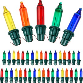 60Count 2.5V Christmas 50/100/150/200 Count Mini Incandescent Wire String Lights Replacement Bulbs Indoor/Outdoor Christmas Lights Decor for Home Xmas Tree (Green Base with Colorful Bulb)