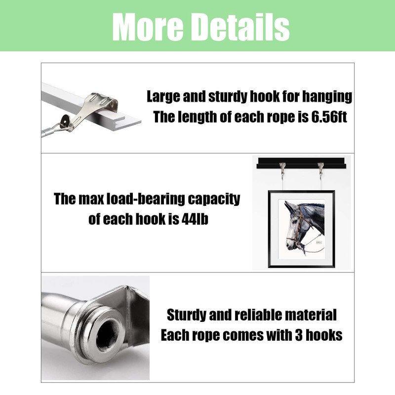 10 Set Adjustable Picture Hanging Wire Kit (6.56FT Wire, S