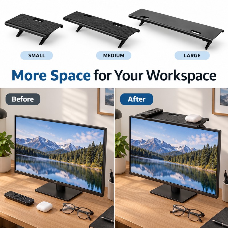 Adjustable Monitor Top Shelf for Space-Saving Storage – Foldable Screen