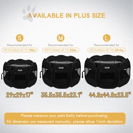 GOOZII Puppy Playpen Indoor for Small Dogs, Portalble Pet Dog Play Pens Kennel Crate with Top Cover Floor Door Enclosed for Large Cats Animal as Dog Lovers (Black, Medium Size)