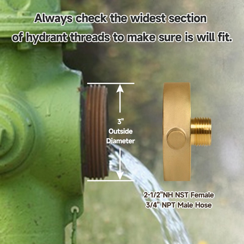 unrulysoul 2-1/2"NH NST Female x 3/4" NPT Male Fire Hydrant