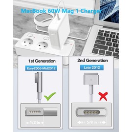 60W Mac Book Pro Charger, Mag 1 Power Adapter, Compatible with 13 Inch (Before Mid 2012 Models)