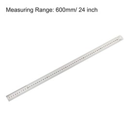 uxcell Straight Ruler 600mm 24 Inch Metric Stainless Steel Measuring Tool with Hanging Hole