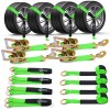 TREKASSY 4 Axle Strap Car Wheel Ratchet Tie Down Straps