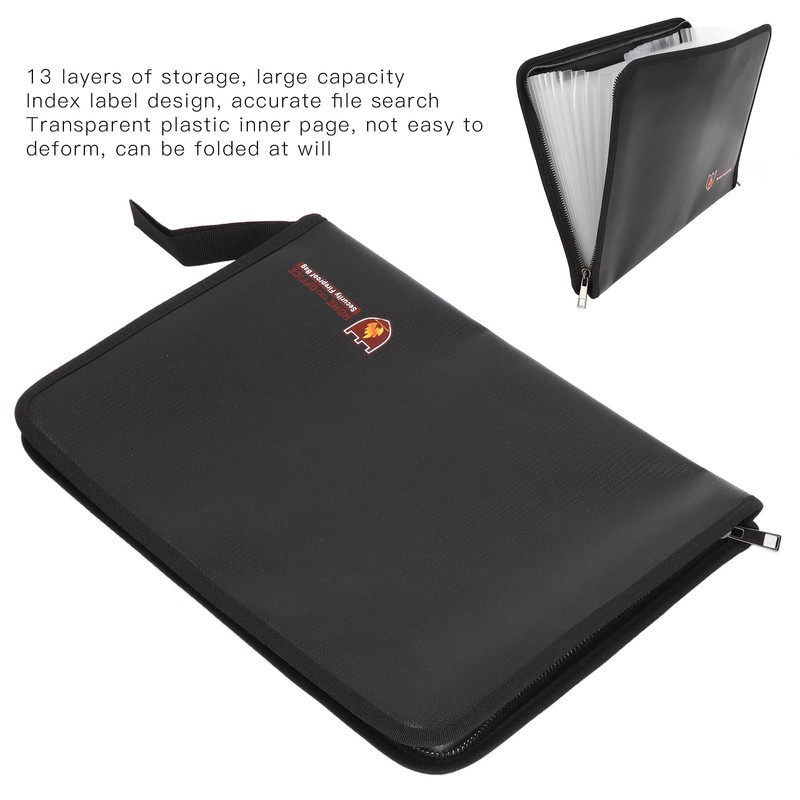 Fireproof File Folder Large Capacity 13 Layers Transparent Plastic Inner