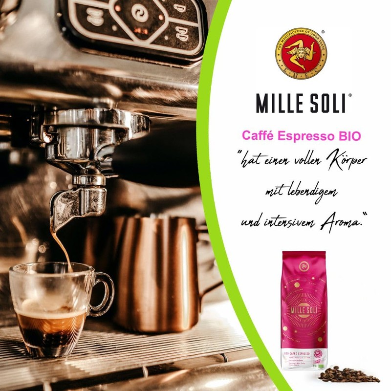 MilleSoli Organic Espresso Beans 500 g in Airtight Coffee Tin