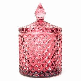 YILUSHENGHUA - Tarro de vidrio colorido con tapa, tarros de galletas de caramelo, caja de joyería, tarros de bufé, recipientes de galletas, almacenamiento de alimentos, tarro decorativo (rojo púrpura)