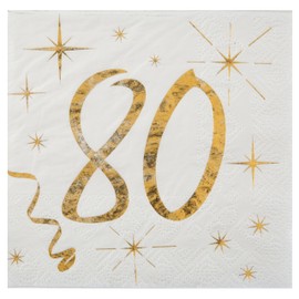 Santex Golden Times 80th Birthday Cocktail Napkins Pack of 20