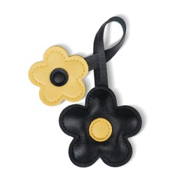 Fmeida Floral PU Leather Keychain for Women Girls Cute Flower Bag Charms Car Accessories Retro Key Chain for Handbag Backpack Purse Wallet