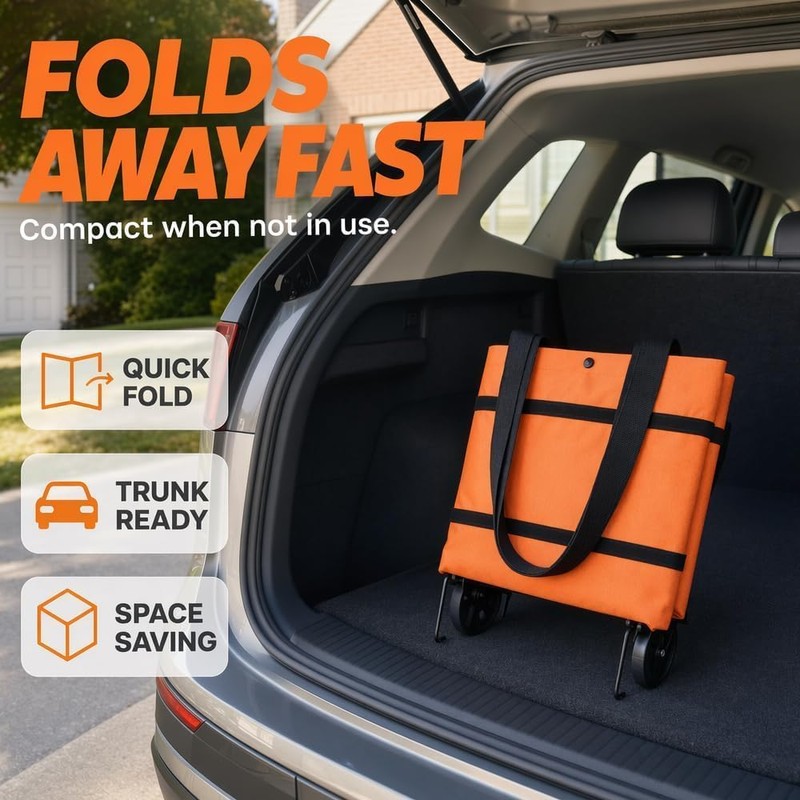 Bolsa de Compras Plegable 2 en 1 con Ruedas, Carrito