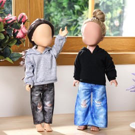 Bencailor 8 Pieces Doll Clothes Girl Doll Accessories Cotton Sweaters Denim Pant Regular Outfit Clothing(18 Inch Doll)