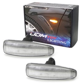 iJDMTOY Clear Lens Amber Full LED Front Side Marker Lights Compatible With Mitsubishi Lancer Evo X Mirage Outlander Sport, Powered by 36-SMD LED, Replace OEM Sidemarker Lamps