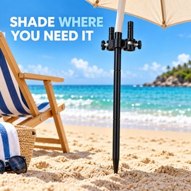 3-Section Ground Insert Beach Umbrella Pole Holder with Clamp, 16 mm