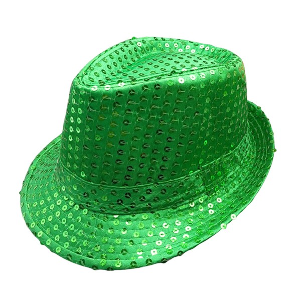 UTTPLL St. Patricks Day Irish Hat Green Sequin Fedoras Leprechaun