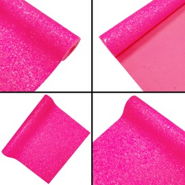 Greatdiy Fluorescent Pink Chunky Glitter Fabric Roll 12 x 52 inch Sparkly Bright Peach Red Summer Faux Leather for Bows Earrings (19014#5)