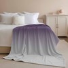 Purple Gray Fleece Throw Blanket Gradient Soft Cozy Throw Blankets
