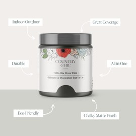 Country Chic Paint - Chalk Style All-in-One Paint for Furniture, Home Decor, Cabinets, Crafts, Eco-Friendly, Matte Paint - Rocky Mountain [Charcoal Grey] Quart 32oz