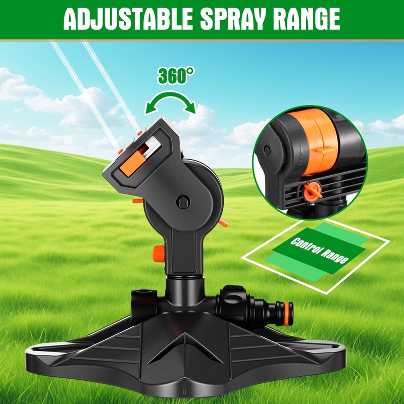 Reallnaive 2 Pcs Adjustable Oscillating Sprinkler 4 Way ABS Lawn